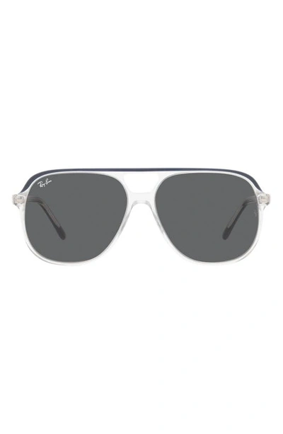 Ray Ban 60mm Square Sunglasses In Blue On Transparent/ Dark Grey