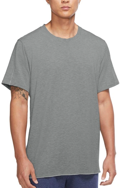 Nike Dri-fit Yoga T-shirt In Smoke Grey/ Iron Grey