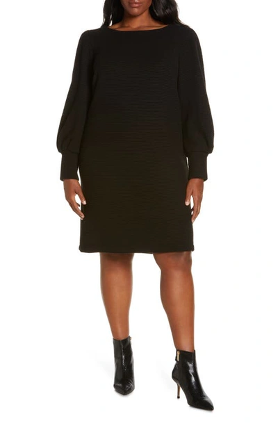 Julia Jordan Rib Boat Neck Long Sleeve Sweater Dress In Black