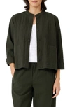 Eileen Fisher Mandarin Collar Jacket In Seaweed