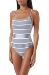 Melissa Odabash Tosca Open-back Solid One-piece Swimsuit In Pique Stripe