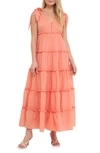 Free The Roses Tiered Maxi Dress In Orange
