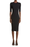 St John Flat Rib Midi Sweater Dress In Black