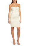 House Of Cb Leila Mesh Strapless Corset Dress In Ivory