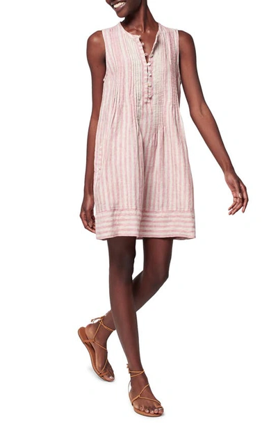 Faherty Isha Stripe Pintuck Linen Dress In Pink Cinque Terre Stripe