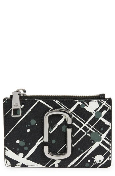 Marc Jacobs The Snapshot Splatter Paint Top Zip Multi Wallet In Black Multi