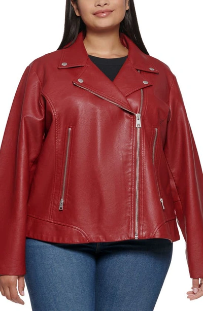 Levi's Faux Leather Moto Jacket In Deep Red