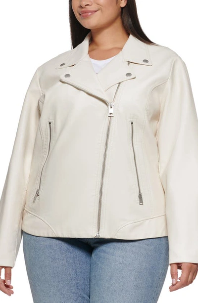 Levi's Faux Leather Moto Jacket In Oyster