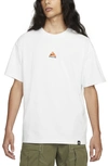 Nike Acg Logo Embroidered Pattern Loose Round Neck Short Sleeve White In Summit White
