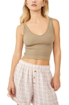 Free People Intimately Fp Solid Rib Brami Crop Top In Eucalyptus