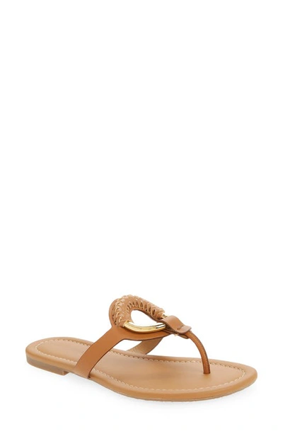 See By Chloé Hana Braided Ring Leather Flip Flops In Natural Calf