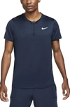 Nike Court Dri-fit Advantage Tennis Half Zip Short Sleeve Top In Blue