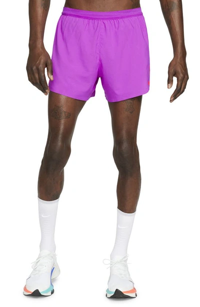 Nike Men's Dri-fit Adv Aeroswift 4" Brief-lined Racing Shorts In Vivid Purple/bright Crimson