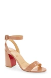 Christian Louboutin Miss Sabina 85 Patent Leather Ankle-strap Sandals In Tan