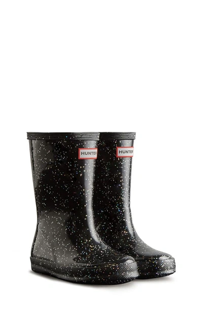 Hunter Kids First (18 Months-8 Years) Giant Glitter Rain Boots In Black