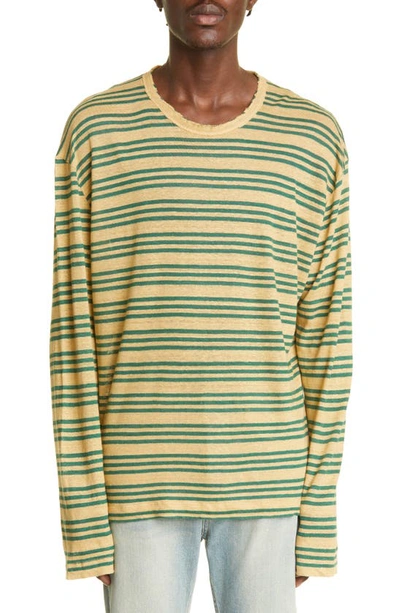 Our Legacy Striped Long-sleeve Linen T-shirt In Multicolor