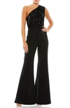 Mac Duggal Sequined One Shoulder Jumpsuit And Satin Pant Dress In Black