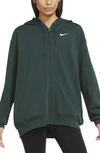 Nike Front Zip Logo Hoodie In Pro Green/ White
