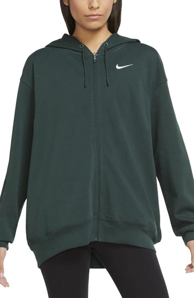 Nike Front Zip Logo Hoodie In Pro Green/ White