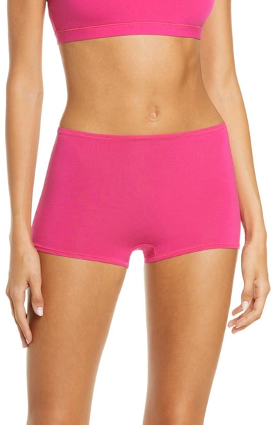 Skims Stretch Cotton Boyshorts In Raspberry