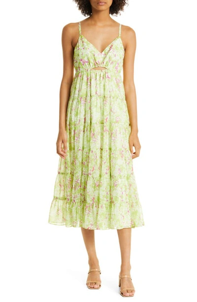 Likely Giuliana Floral Tiered Ruffle Dress In Sharp Green Multi
