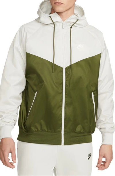 Nike Sportswear Windrunner Men's Hooded Jacket In Rough Green,light Bone,white