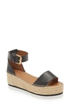 See By Chloé Glyn Leather Platform Espadrille Wedge Sandals In Black