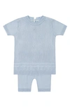 Feltman Brothers Babies'  Kids' Pointelle Rib Short Sleeve Sweater & Pants Set In Powder Blue