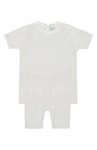 Feltman Brothers Babies'  Kids' Pointelle Rib Short Sleeve Sweater & Pants Set In Ivory