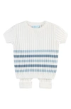 Feltman Brothers Stripe Rib Knit Top & Pants Set In Ivory