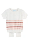 Feltman Brothers Stripe Rib Knit Top & Pants Set In Ivory