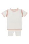 Feltman Brothers Babies'  Rib Knit Top & Pants Set In Ivory/ Blush