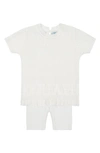Feltman Brothers Pointelle Rib Short Sleeve Sweater & Pants In Ivory
