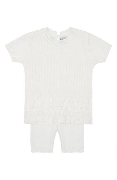 Feltman Brothers Babies' Pointelle Rib Short Sleeve Sweater & Pants In Ivory