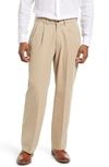 Berle Charleston Pleated Chino Pants In Khaki