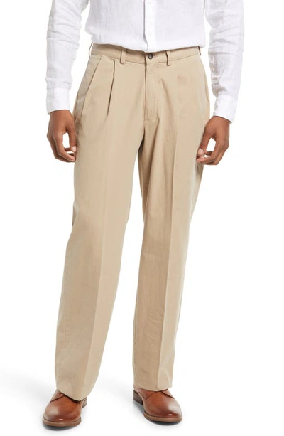 Berle Charleston Pleated Chino Pants In Khaki