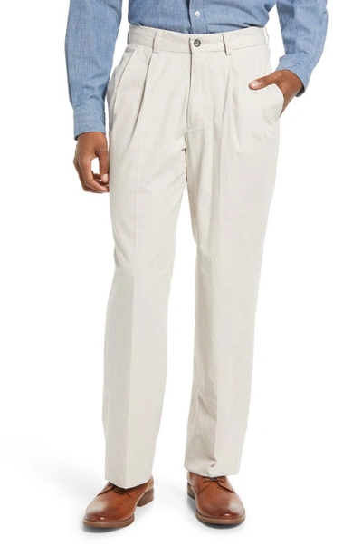 Berle Charleston Pleated Chino Pants In Stone