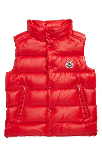 Moncler Kid's Tib Logo Quilted Vest In Red