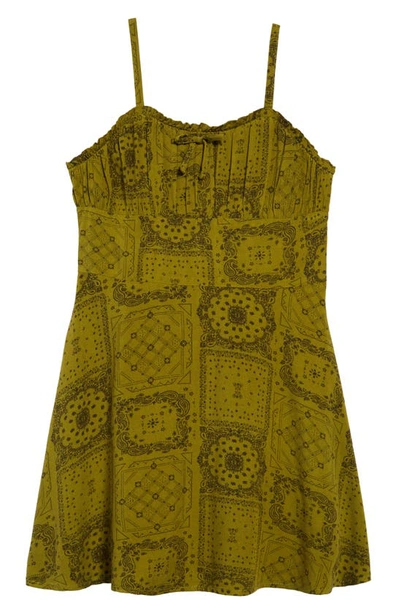 Treasure & Bond Kids' Print Skater Dress In Olive Sarma Bandana