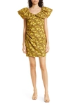 Ted Baker Ondina Floral-print Oversized-collar Seersucker Mini Dress In Yellow
