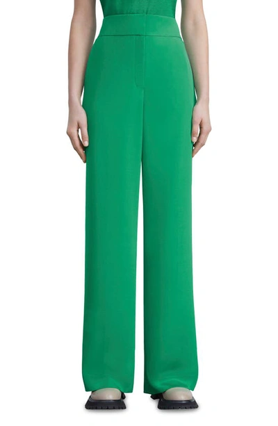 Lafayette 148 Dalton Stretch Silk Wide Leg Trousers In Garden Green