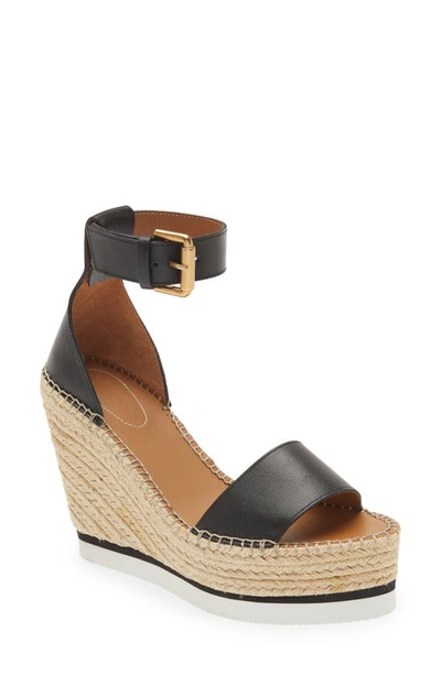See By Chloé See By Chloe Women's Glynn Platform Wedge Espadrille Sandals In 17178 010 Charcoal