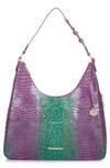 Brahmin Tabitha Croc Embossed Leather Shoulder Bag In Hyacinth Ombre Mini Melbourne