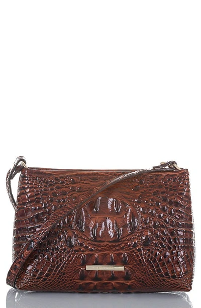 Brahmin Lorelei Croc Embossed Leather Shoulder Bag In Pecan Melbourne,gold