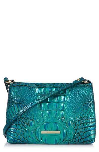 Brahmin Lorelei Croc Embossed Leather Shoulder Bag In Peacock Melbourne