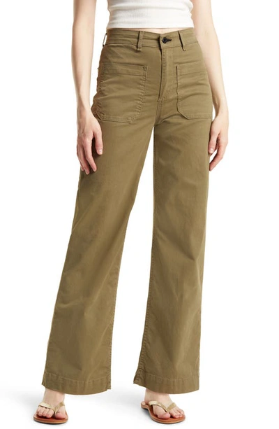 Askk Ny Sailor High Waist Wide Leg Pants In Olive