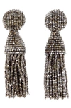 Oscar De La Renta Classic Short Tassel Drop Clip Earrings In Champagne