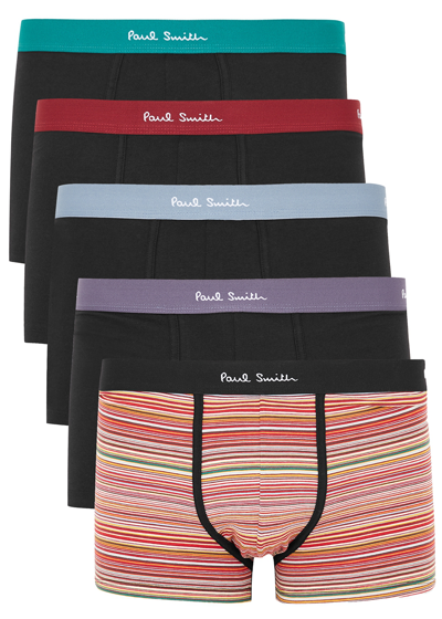 Paul Smith Pack Of Five Cotton-blend Boxer Briefs In Multicoloured