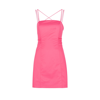 Frame Open-back Ruched Cotton-blend Mini Dress In Pink