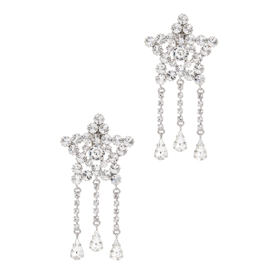 Alessandra Rich Crystal-embellished Clip-on Star Earrings In Silver